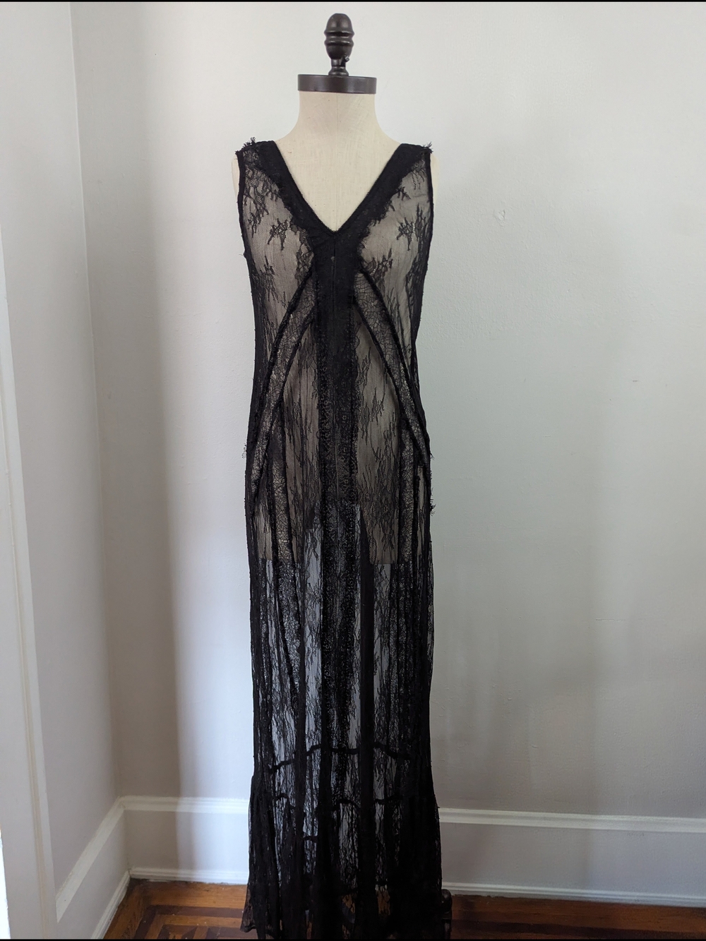 Free People Black Sheer Lace Maxi Dress